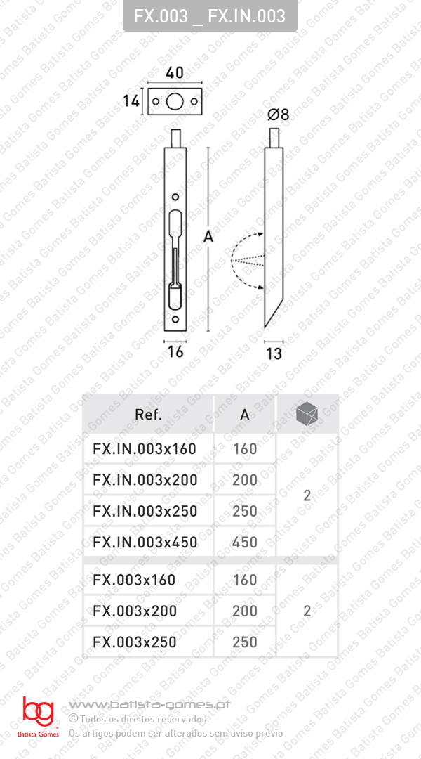 Fecho embutir -  LAT�O / INOX 304